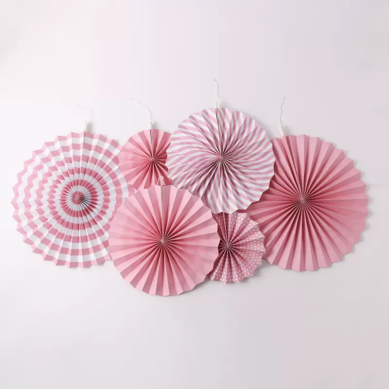 装饰纸扇花彩色节日用品纸扇套装生日派对婚庆装饰背景挂饰折纸扇