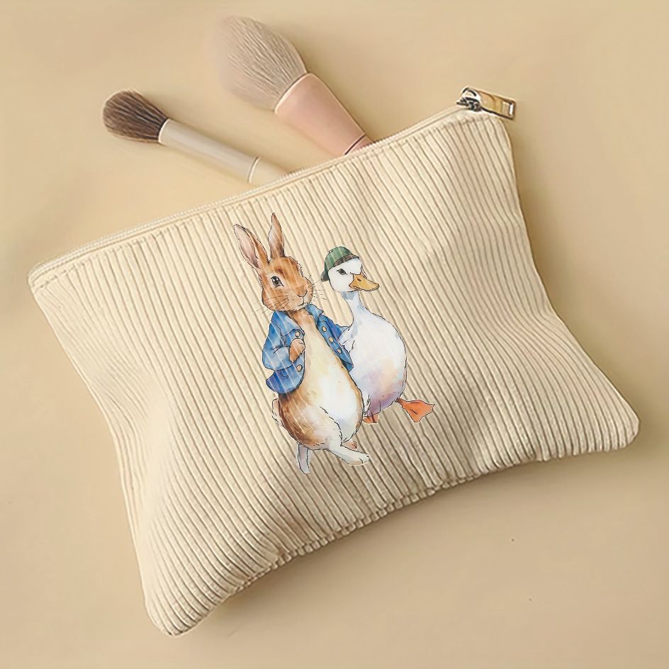 Amazon TEMU vacaciones conejo serie de animales patrón de cordillera zipper bolsa de maquillaje ligera