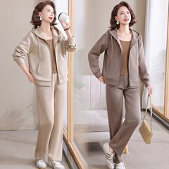 2025新款秋季妈妈休闲运动套装气质中老年女装洋气减龄连帽两件套