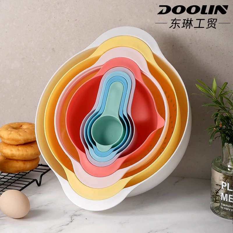 Кухонный набор DOOLIN, 8 предметов радужный, мерные чаши, ложка и сушилка