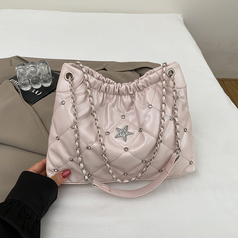 Bolso de hombro Tote de diamantes brillantes de moda para mujer 2025 nuevo bolso de axila de cadena de diamantes de gran capacidad bolso de mensajero casual