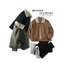 复古麂皮绒！外贸工厂尾货加绒加厚秋冬男休闲翻领轻工装夹克外套