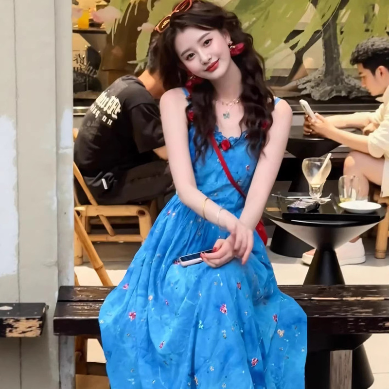 Vacation Style Dopamine Dress for Women, 2026 New Summer Model, Stunning and Unique Korean-Style Beautiful Dress
