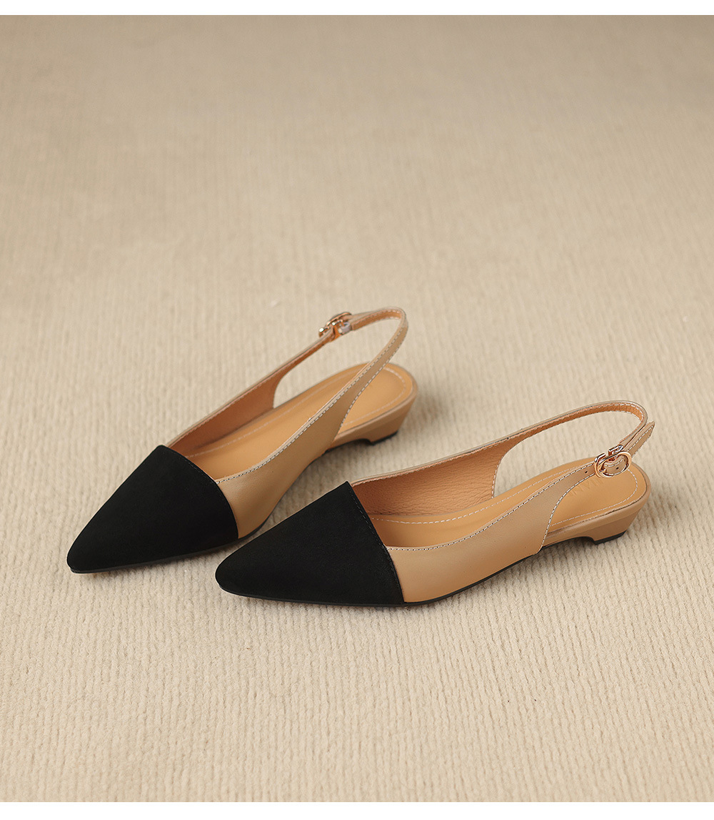 Sandal nữ gót thấp 2,5 cm mũi kín quai hậu phong cách tiểu hương — đen chi tiết 27
