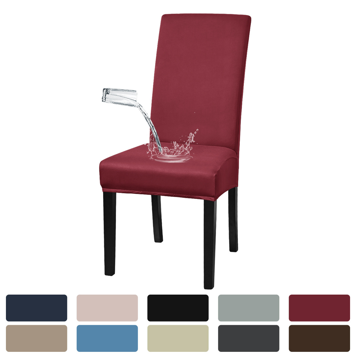 Funda de silla impermeable de seda de leche elástica transfronteriza, cubierta de funda de silla de hotel a prueba de polvo con todo incluido, emisión en stock de TEMU