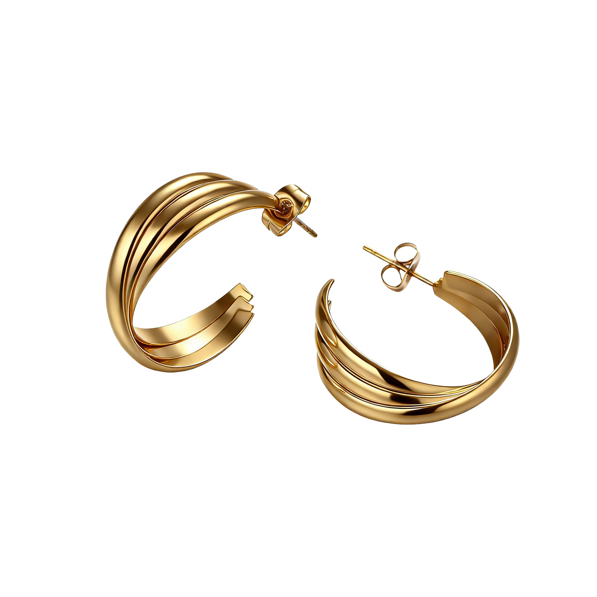 Tina moda oro acero inoxidable pernos de orejas de alta calidad nicho titanio acero pernos de orejas de moda femenina personalidad orejas