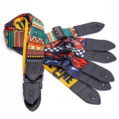Guitar Strap, Ethnic Style Wide Wooden Guitar Shoulder Strap, Electric Guitar Polyester Printed Strap with Direct Supply
