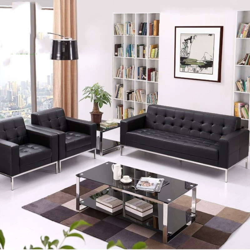 Sofá de oficina moderno simple sofá de cuero de oficina mesa de té combinación de automóviles 4s tienda de sofá de recepción