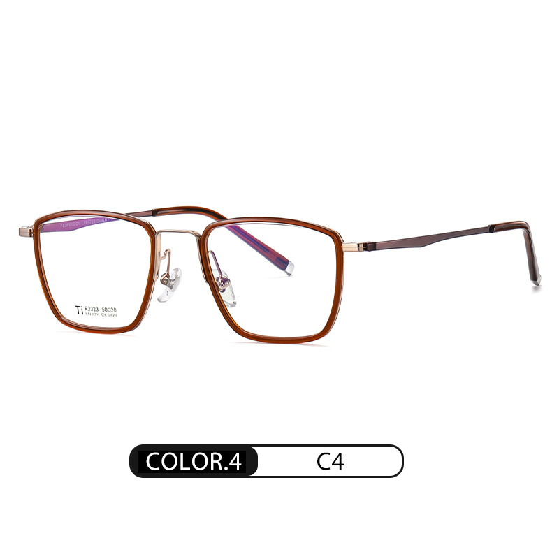 Fabricante de la nueva placa gafas lisas r2323 hombres simple cuadrado miopía gafas marco abierto diseño de la bola gafas de titanio puro