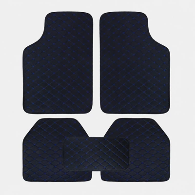 Universal Foot Pad | quilted foot mats, right-hand drive - black-and-blue-striped-five-piece-set-black