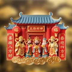 五路财神冰箱贴创意磁吸树脂伴手礼国潮旅游纪念品磁贴特色小礼品