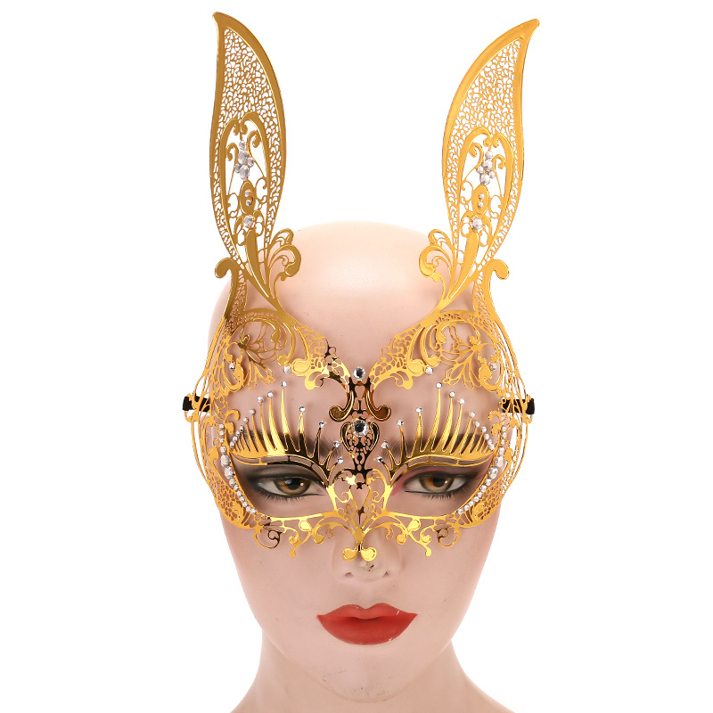 ヴェネツィアの金属製マスク 電気メッキ金メッキ銀メッキローズゴールド鉄製透かし彫りダイヤモンド装飾アイマスク仮面舞踏会アイマスク
