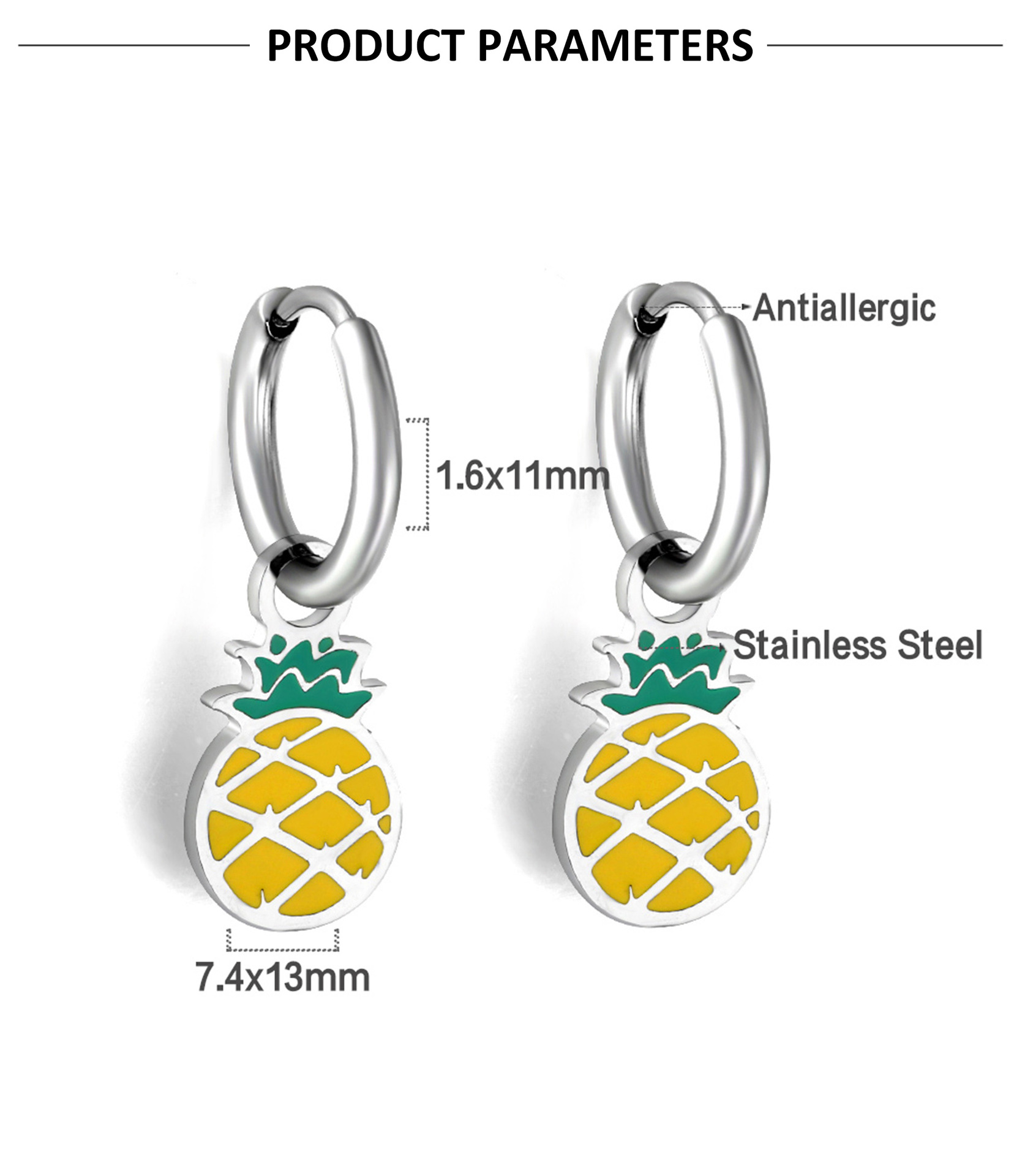 1 Pair Quantity 1 Pair Sweet Simple Style Fruit Stainless Steel Fruit Plating Drop Earrings