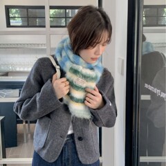 Rockfish韩国博主秋冬季彩色条纹围巾男女氛围感加厚保暖防寒围脖