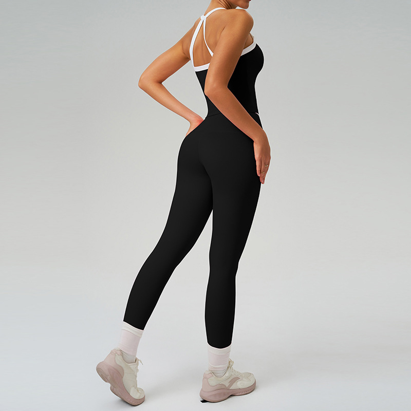 Pantalones deportivas desnudos transfronterizos color contrastante cintura alta velocidad pantalones deportivos de piernas anchas para correr pantalones de fitness 9238