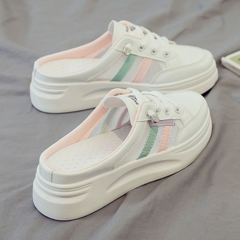 Zapatillas Mules Planas Cerradas para Mujer de Superficie de Red para Uso Diario