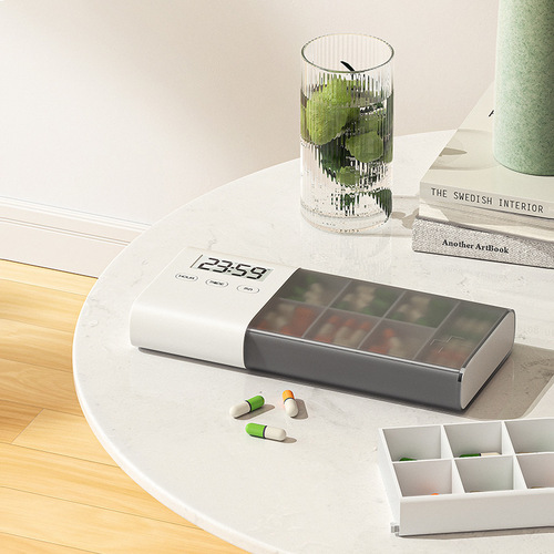 Intelligent electronic pill box pill box timer alarm clock small pill box timer medicine reminder portable electronic pill box