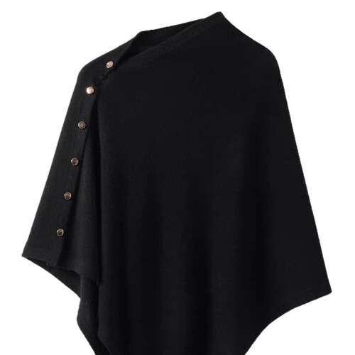 New Women's Spring and Autumn Fashion Versatile Button Loose High-End Shawl Cape Knit Sweater