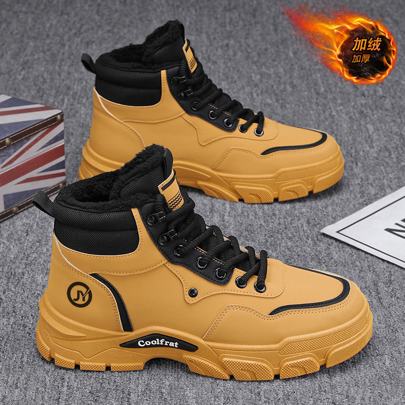 Men's Winter Fleece-Lined High-Top Martin Boots, British Style Retro Versatile Work Shoes, Thick-Soled, Extra Thick Warm_vogvips.com