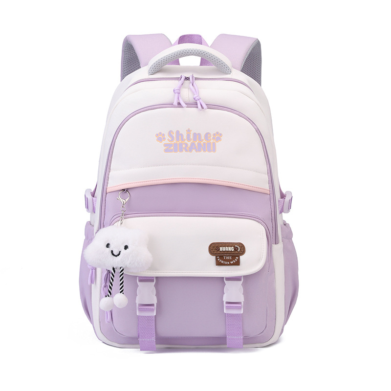 Mochila escolar transfronteriza para niñas, versión coreana elegante, gran capacidad, ligera, que reduce la carga y protege la columna vertebral, mochila de doble asa para estudiantes de secundaria.