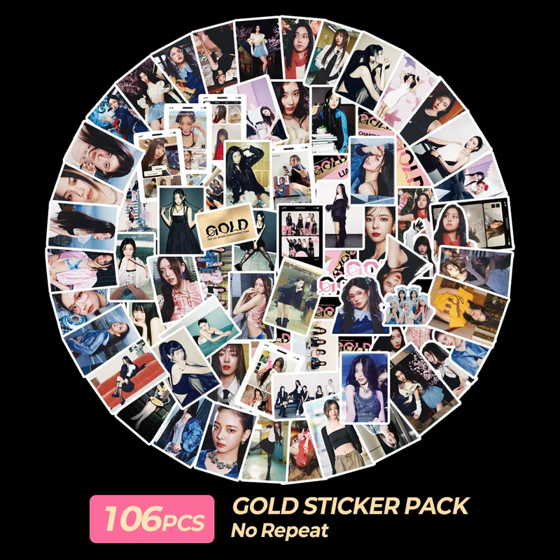 [现货106pcs ITZY GOLD贴纸 韩流itzy黄礼志申留真李彩领申有娜DIY]