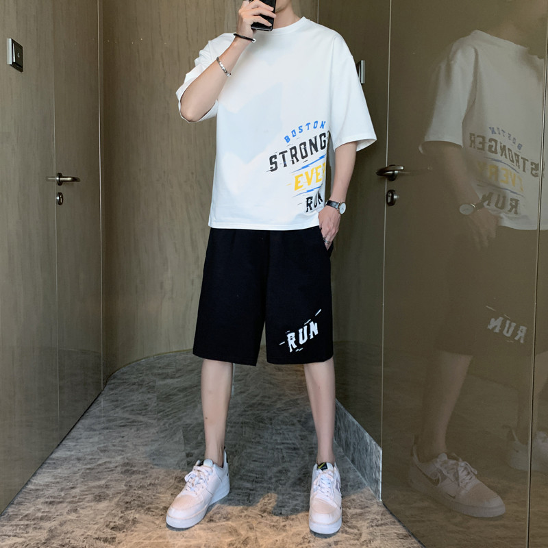 夏季新款品质男式休闲短袖套装 时尚潮流 亲肤透气男士运动套装|ms