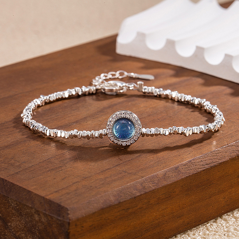 Elegantiška sidabrinė apyrankė su akvamarinu ir deimantais vyrams_voghion.com