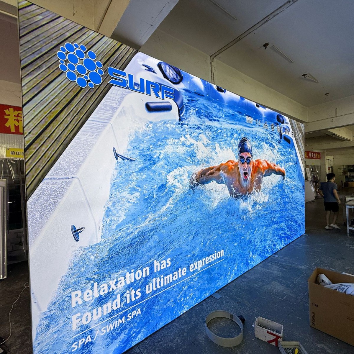 海外展览展会SEG卡布折叠灯箱海外展会展板便携式背景墙展位双面