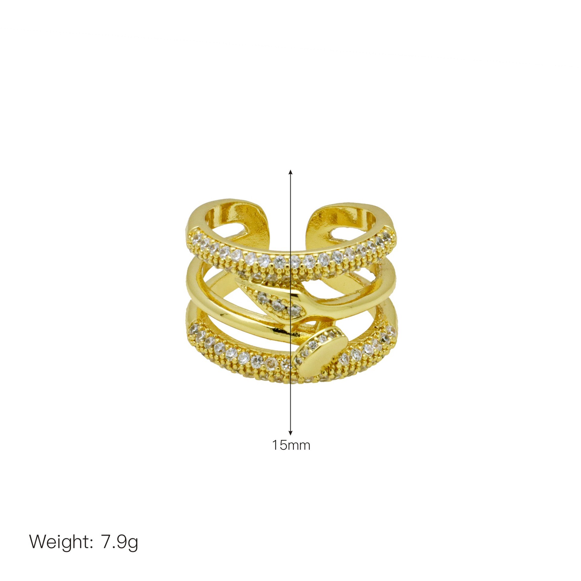 Copper Material Copper Geometric Zircon Open Rings