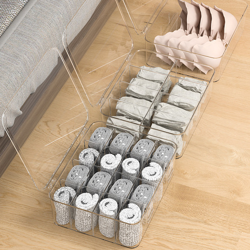 Overflow shopping underwear storage box household transparent compartment artifact bedroom wardrobe socks underwear three-in-one storage box