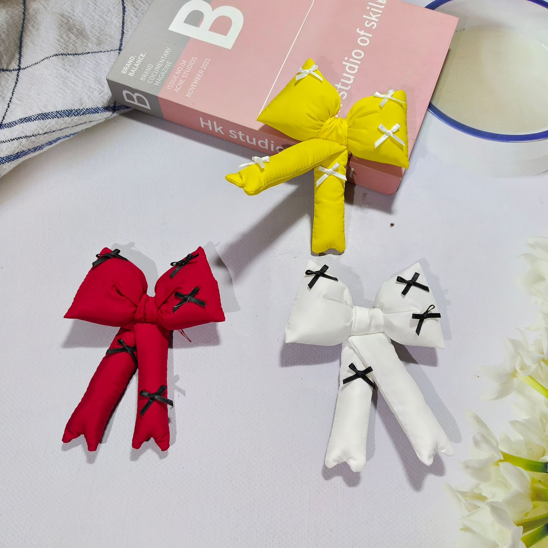 现货小香风时尚百搭立体充棉蝴蝶结潮服潮包发饰配件装饰辅料饰品