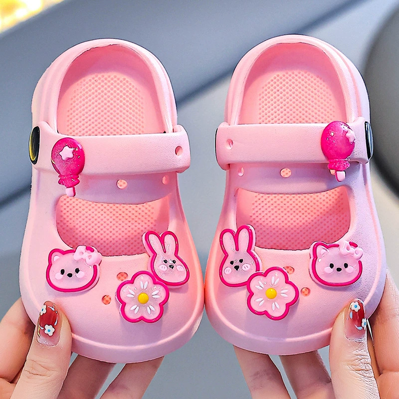Сандалии для девочек Летняя новая мода Принцесс обувь EVA нескользящая мягкая подошва девушка цветы в помещении и на изнутри маленькие детские сандалии