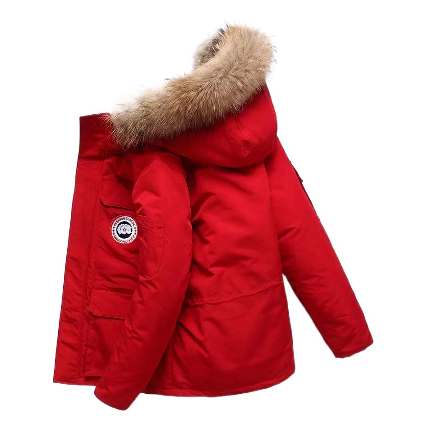 Abrigo de Invierno Estilo Expedición 08, Parka Canadiense para Hombre y Mujer con Cuello de Piel Grande, Chaqueta Gruesa de Plumón para Parejas, Exclusivamente para Comercio Exterior.