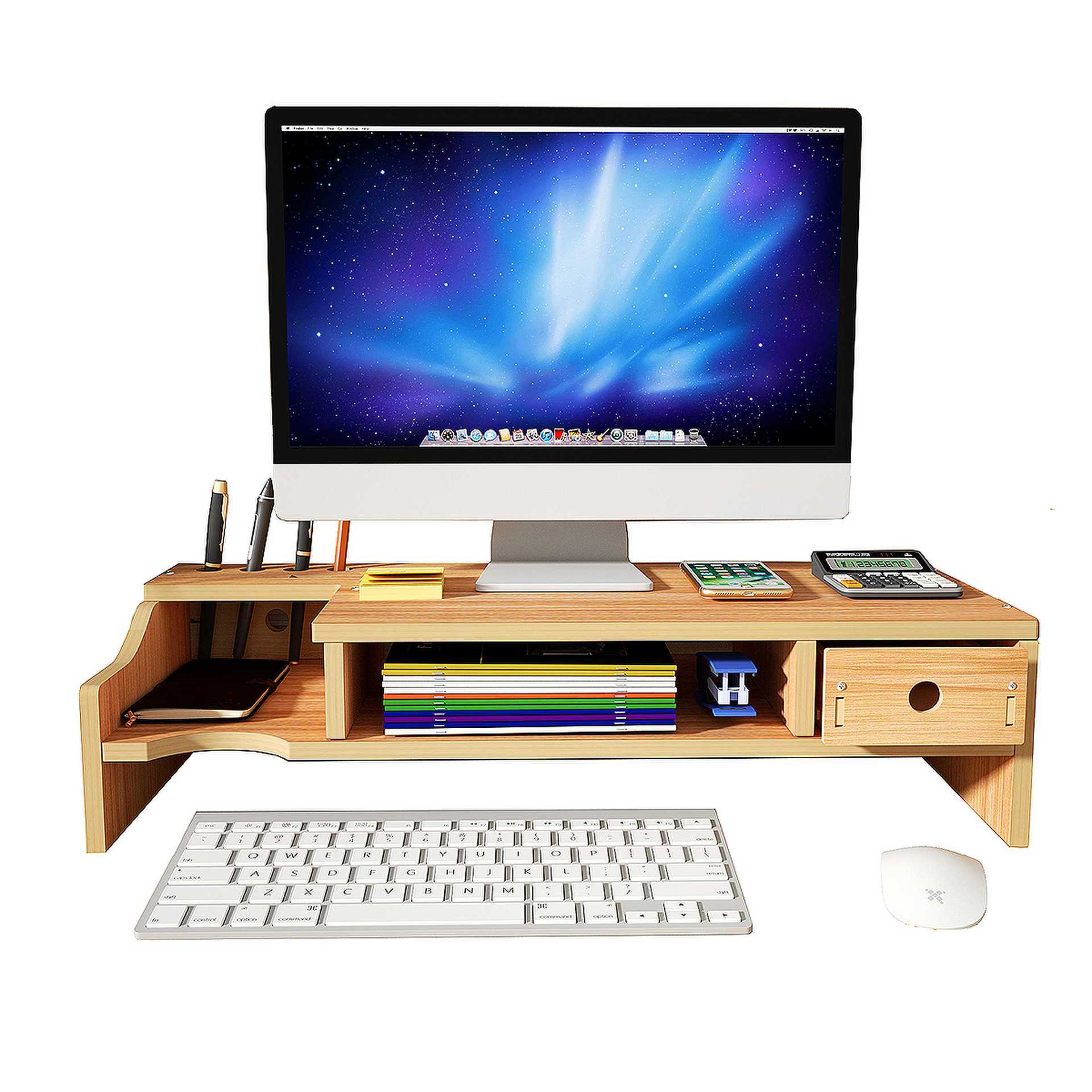 Soporte del monitor de la computadora escritorio Oficina almacenamiento cajón portátil teclado estante