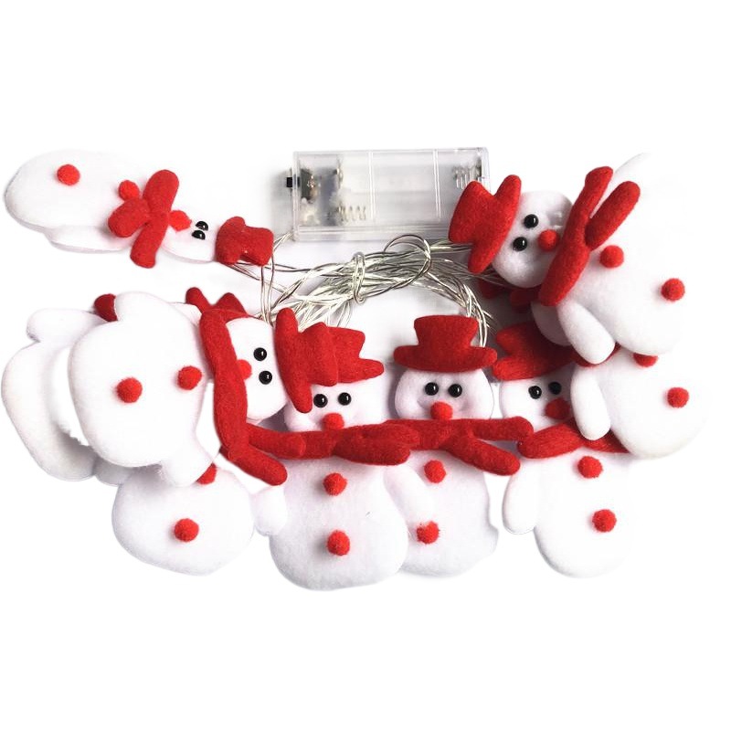 Transfronteriza nueva tela de Navidad LED muñeco de nieve de felpa Cadena de luz árbol de Navidad fiesta decorativa colgante de luz de color