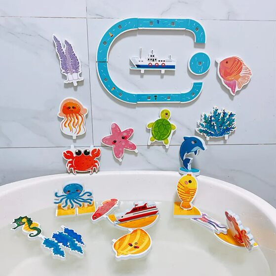 Children's bathroom toys eva baby bathing bathing water toys marine animal cognitive floating toys