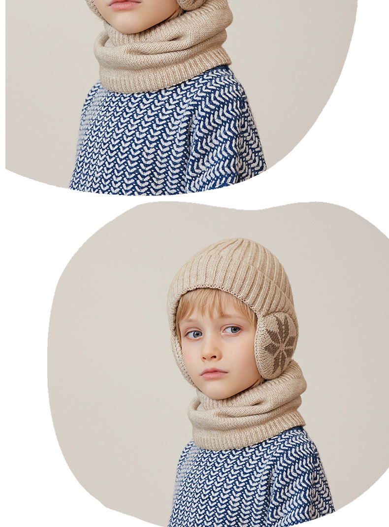 Kindermütze Winter Samt Hals Set Gestrickte Wollmütze Herren und Mädchen Warmer Ohrenschutz Hoodie Kopfkappe_voghion.com
