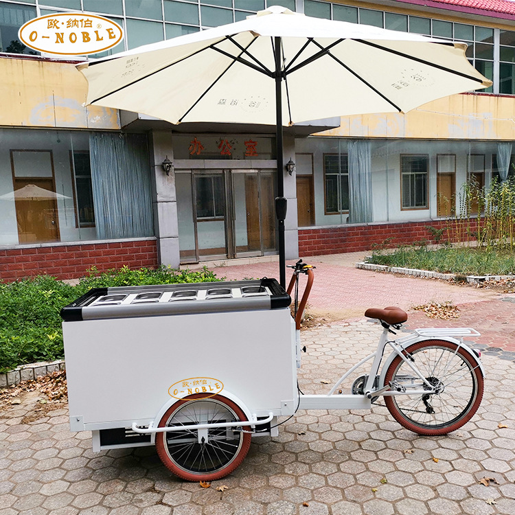 歐納伯水果沙拉小吃車帶冰箱移動冰泣淋售賣車廠家定制人力三輪車