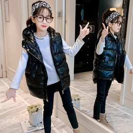 加厚儿童羽绒棉马甲2024新款女童中长款洋气秋冬无袖外穿坎肩上衣