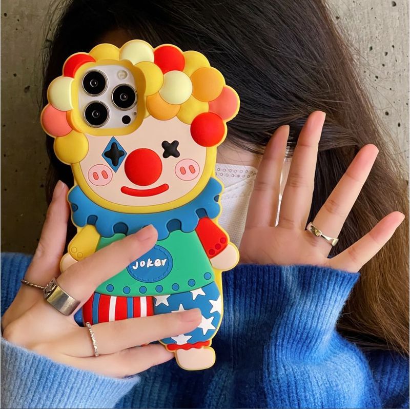 Cartoon Clown Is Suitable for Iphone17Promax Phone Case, Apple 11/12/13 Silicone Protective Cover, Stereo Cartoon Clown Is Suitable for Iphone17Promax Phone Case, Apple 11/12/13 Silicone Protective Cover, Stereo