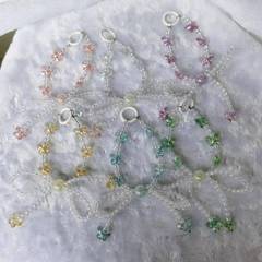 新款閃粉蝴蝶串珠手鍊小眾手機鏈防丟蝴蝶結手鍊書包耳機套掛件