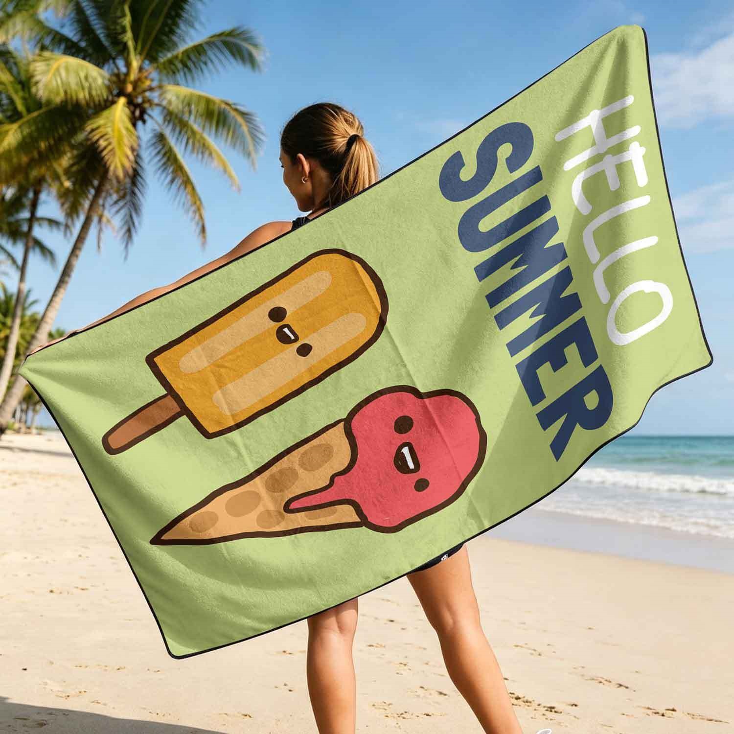 Summer bath towel and car seat cover 2-in-1, ultra-fine fiber outdoor beach and car dual-use universal seat cushion