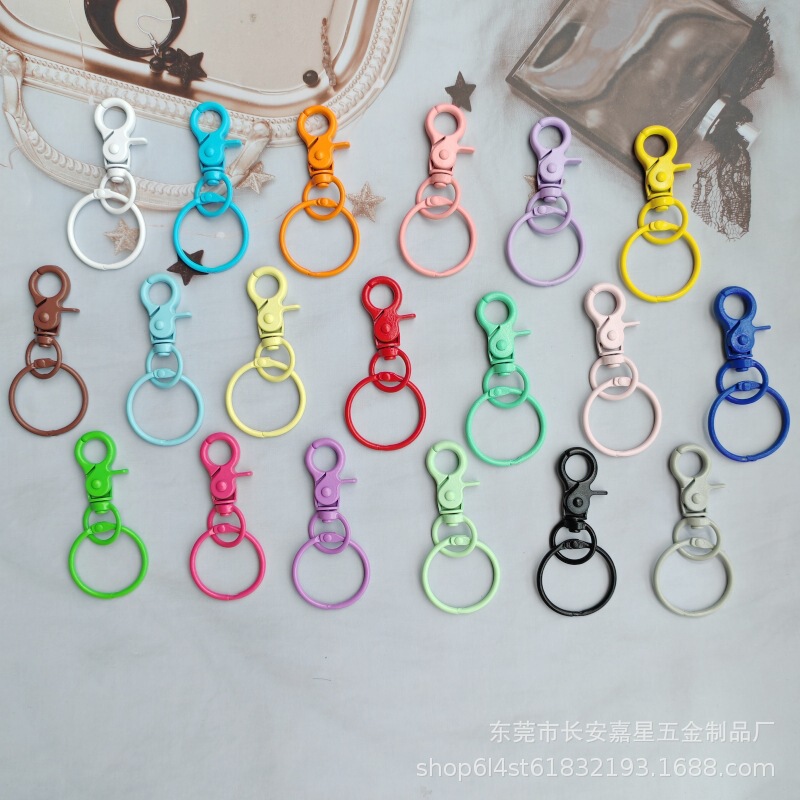 Car Key Paint-Coated Zinc Alloy 4-Point Snap Ring Dog Clip Accessory Hanging Buckle Book Ring DIY Keychain Accessories Storage