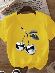 95% Polyester 5% Spandex Crew Neck T-Shirt - Women's Summer