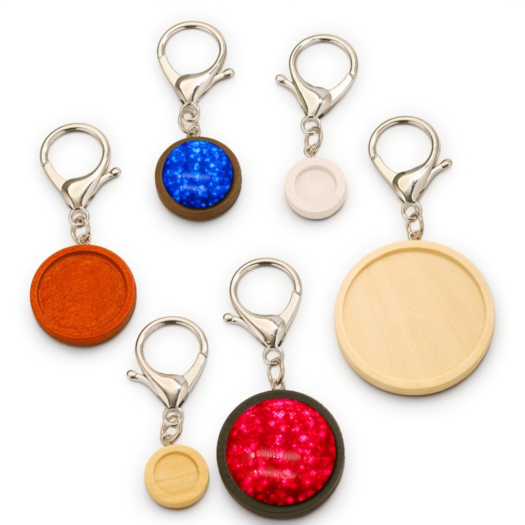 Tempos de joyas de madera redondas llavero de madera colgante accesorios DIY bandeja en blanco