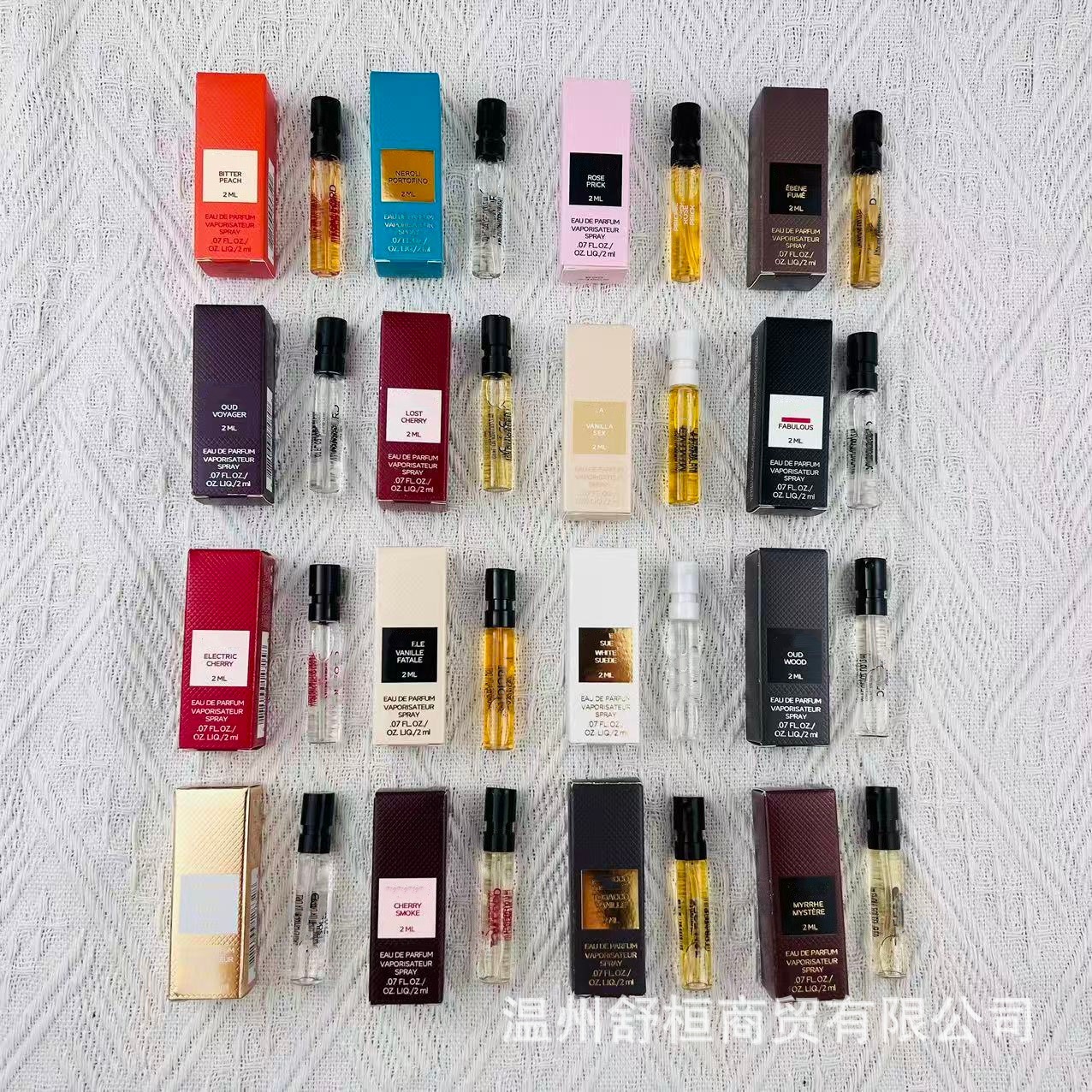 Fallen Cherry Orange Blossom Oil Bitter Peach Precious Ebony Leather Shadow Portable Perfume Sample Display Card 2ml