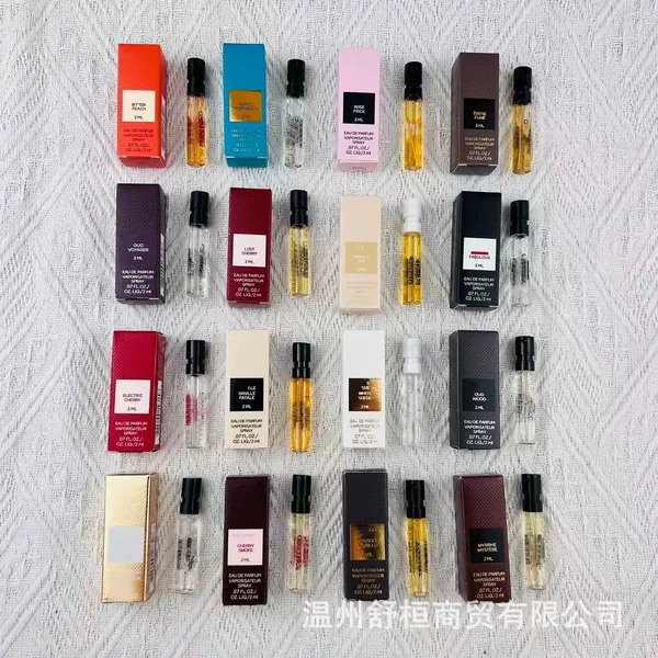 Fallen Cherry Orange Blossom Oil Bitter Peach Precious Ebony Leather Shadow Portable Perfume Sample Display Card 2ml