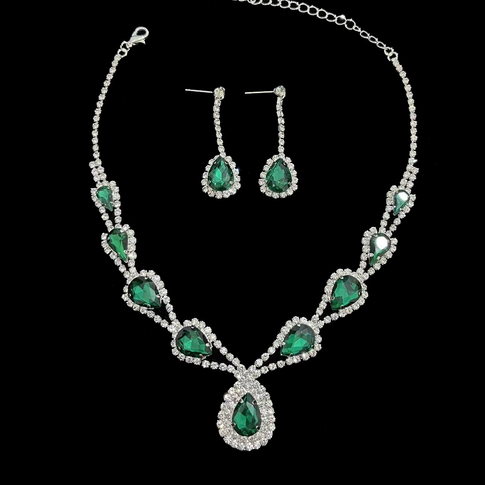 Класс pendant, ожерелье и серьги, комплект, аксессуар для невесты, свадебное платье, вечернее платье, с камнем, простой и элегантный дизайн