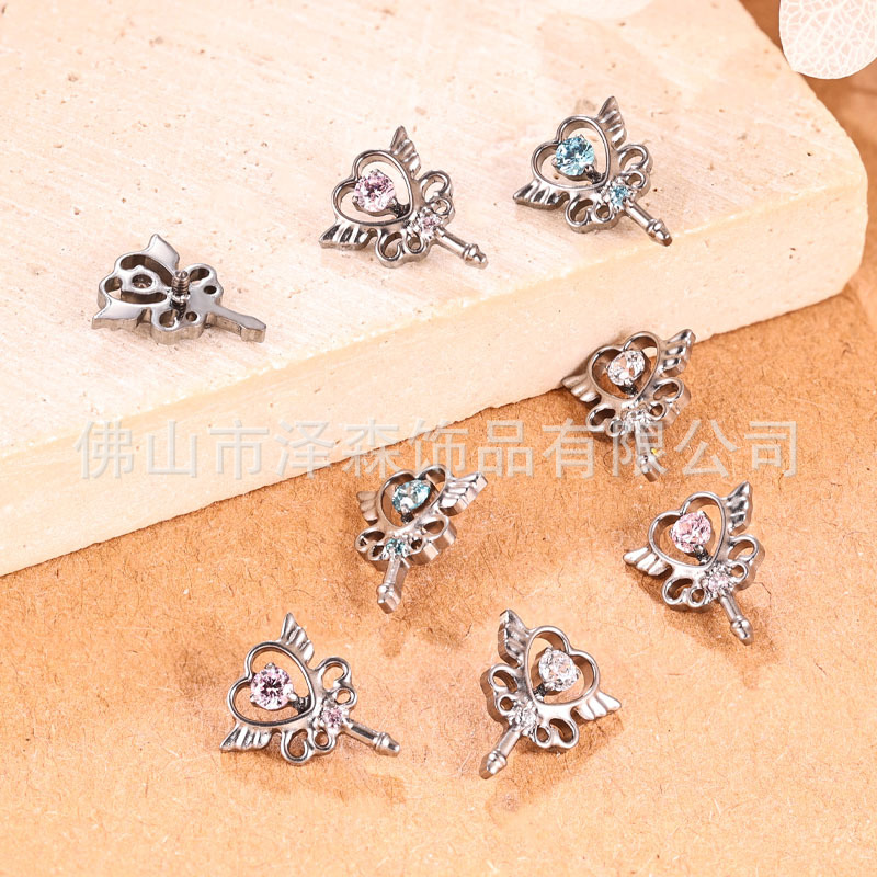 Pointed titanium steel lip stud product view