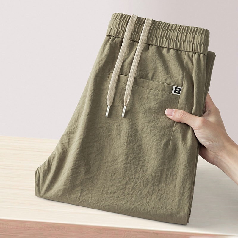 Men's Casual Pants Summer 2025 New Style Loose Straight Wide-Leg Pants High-Waisted Deep-Crotch Thin Ice-Feel Sports Pants Men's Casual Pants Summer 2025 New Style Loose Straight Wide-Leg Pants High-Waisted Deep-Crotch Thin Ice-Feel Sports Pants